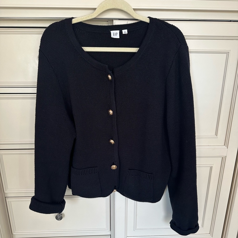 SALE 2 for $15 | GAP Black Knit Lady Jacket with Gold Buttons and Patch Pockets